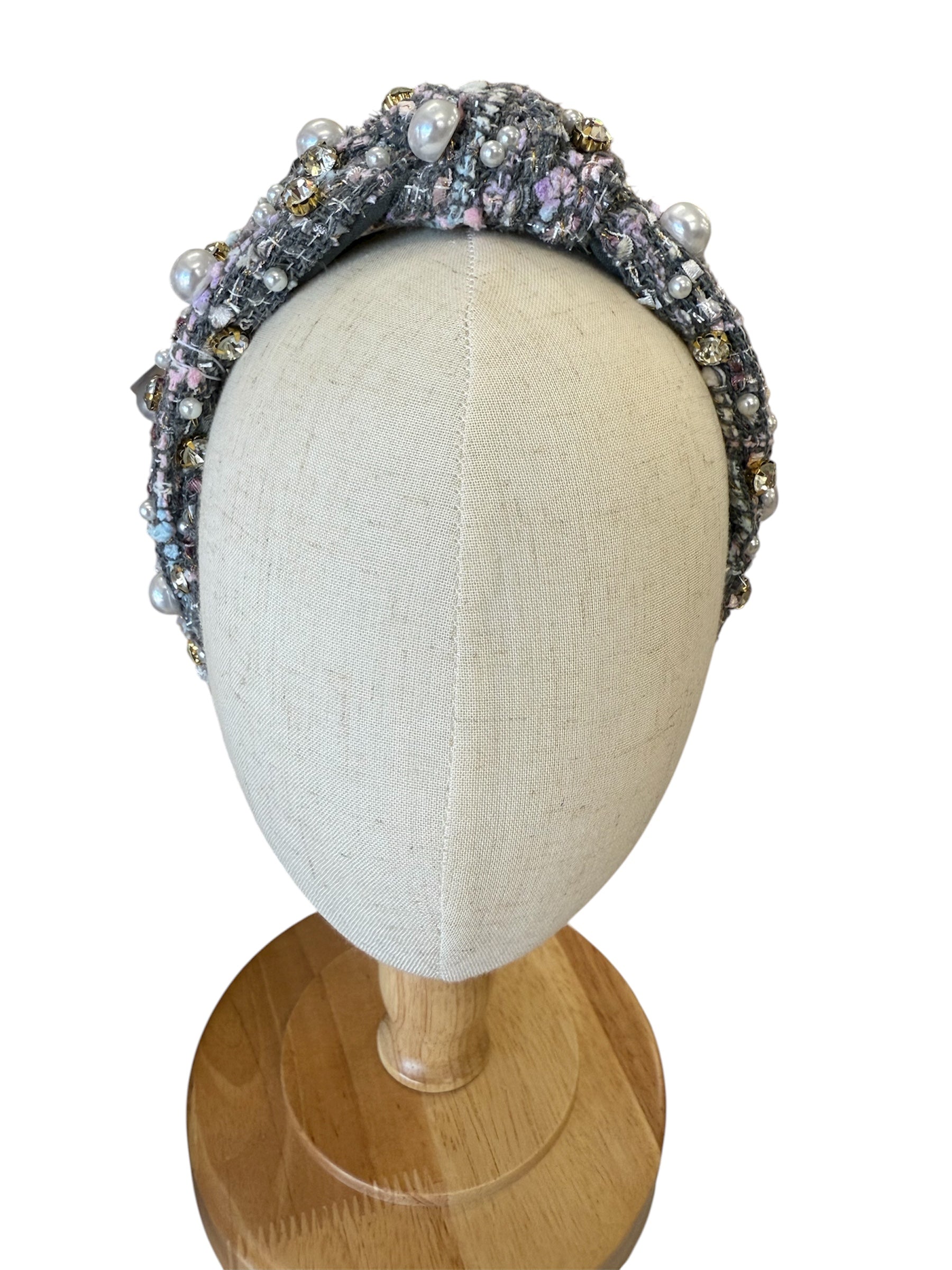 Grey/ Pink Pearl Headband